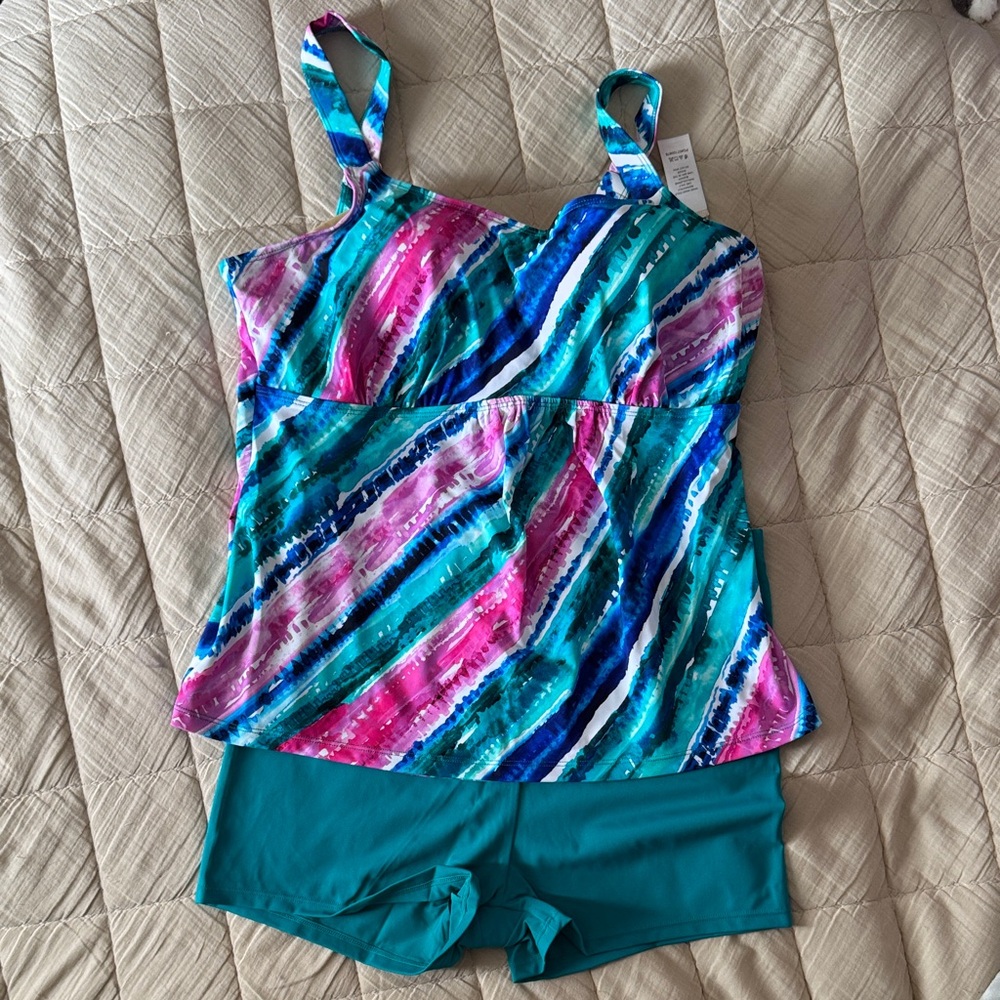 Colorful Striped Tankini Set